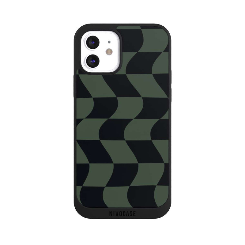 iPhone 12 NIVOpure Karomuster Grün Schwarz
