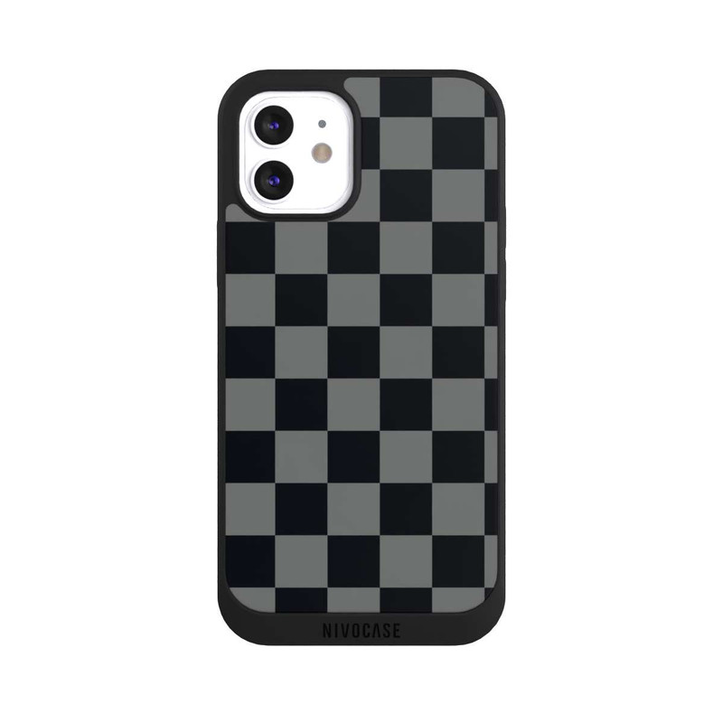 iPhone 12 NIVOpure Schachbrett Schwarz Grau