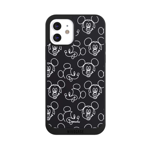 Apple iPhone 12 NIVOpure Disney Mickey Faces Black Line Art Pattern
