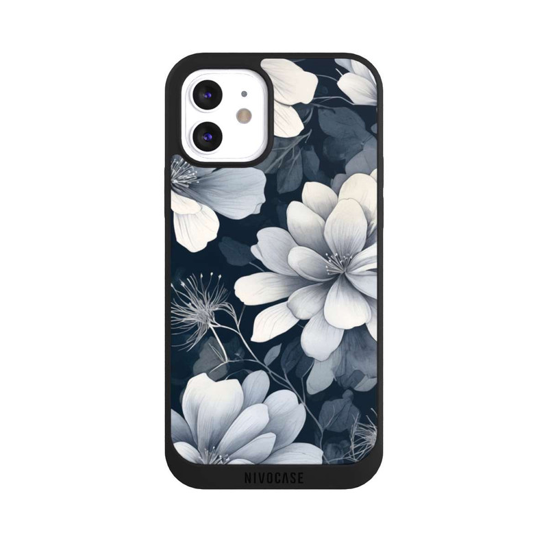 iPhone 12 NIVOpure Negative Flower Blue White with AI