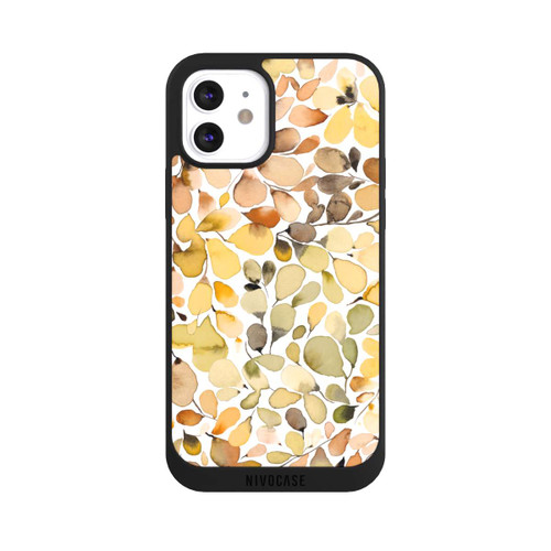Apple iPhone 12 NIVOpure Eukalyptus Aquarellblätter Braun Herbst