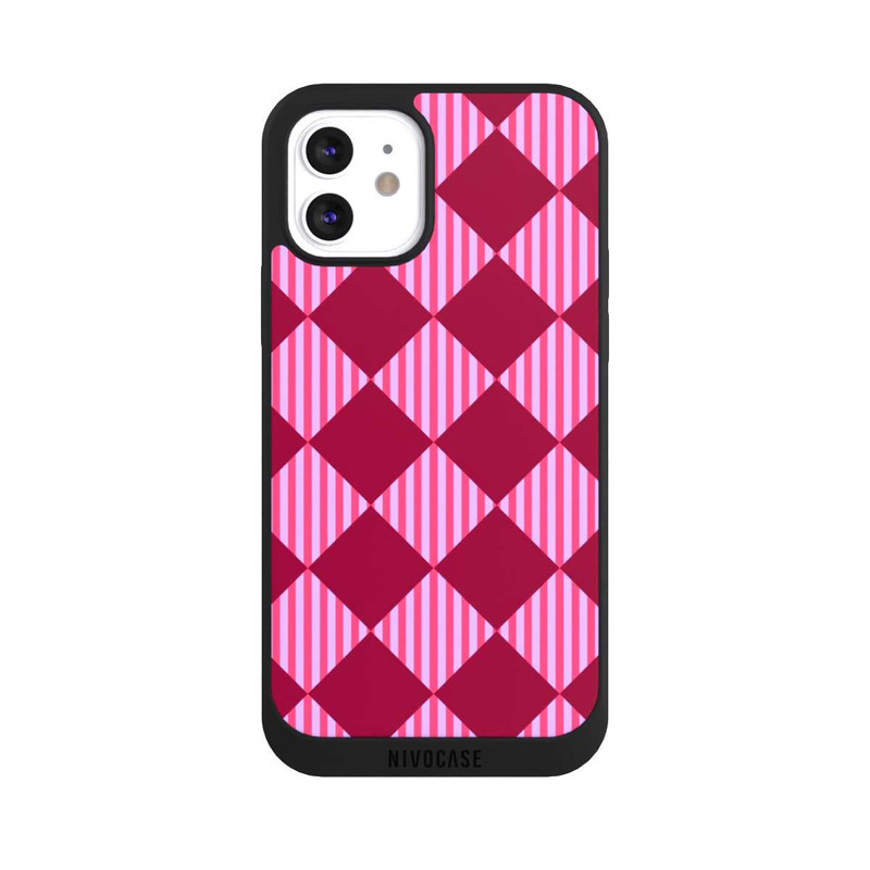 iPhone 12 NIVOpure Diamond Pattern Red Pink