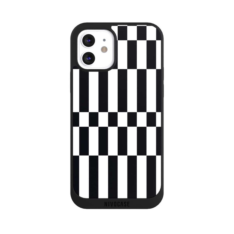 iPhone 12 NIVOpure Checked Abstract Bold Black and White Color Block