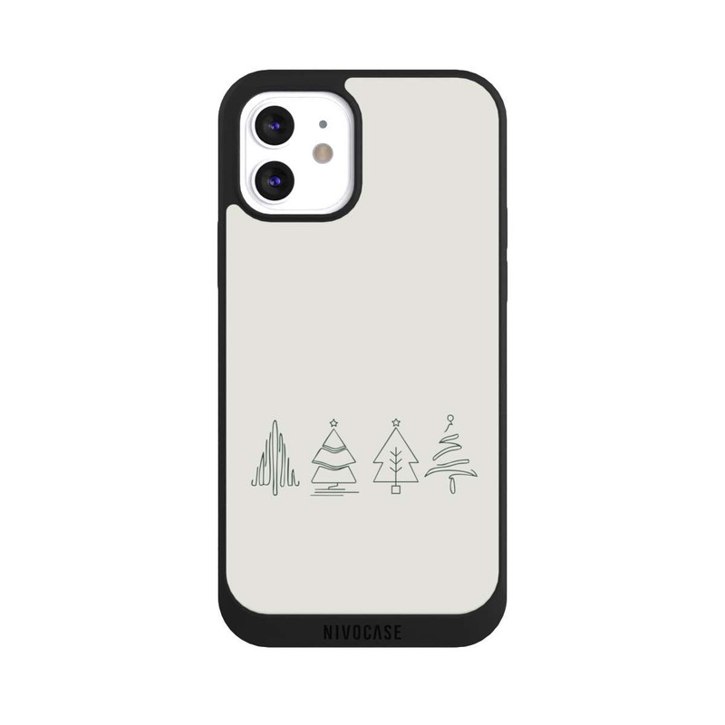 iPhone 12 NIVOpure Arbres de Noël Line Art Minimaliste
