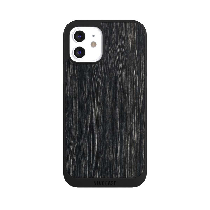 iPhone 12 NIVOpure Dunkle Holzstruktur