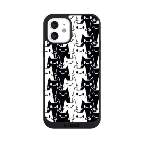 Apple iPhone 12 NIVOpure Katzentapete Schwarz Weiß