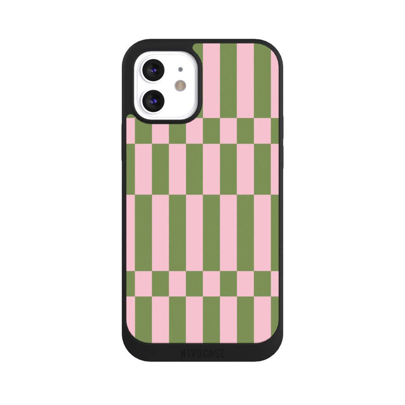 iPhone 12 NIVOpure Thème à Carreaux Sauge et Rose