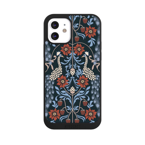 Apple iPhone 12 NIVOpure Vintage Peacock Garden Arts and Crafts Floral Dark