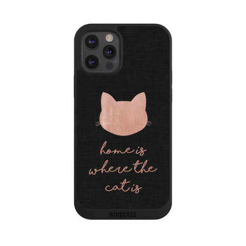Apple iPhone 12 Pro NIVOpure Home Is Where The Cat Is - Pink on Black 