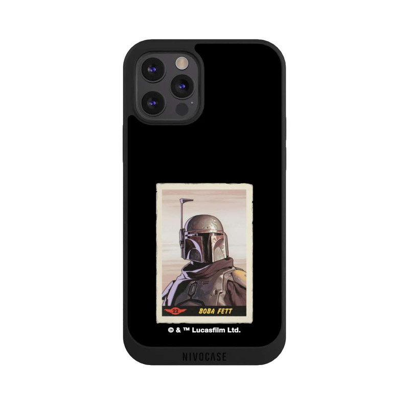 iPhone 12 Pro NIVOpure Boba Fett Badges Schwarzer Hintergrund