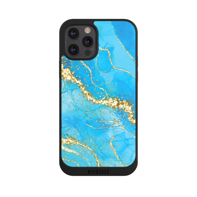 iPhone 12 Pro NIVOpure Türkis-goldene Tapete
