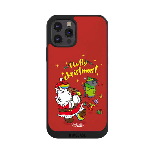 Apple iPhone 12 Pro NIVOpure Pummeleinhorn Fluffy Christmas Rot