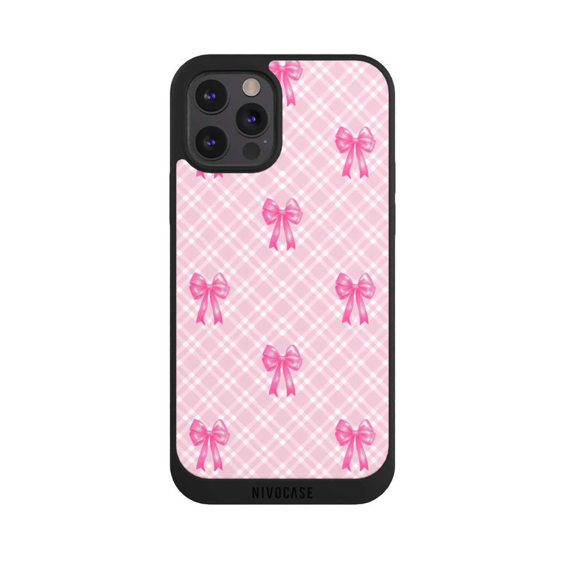iPhone 12 Pro NIVOpure Pink Bows and Plaid Pattern