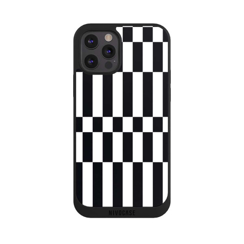 Apple iPhone 12 Pro NIVOpure Checked Abstract Bold Black and White Color Block