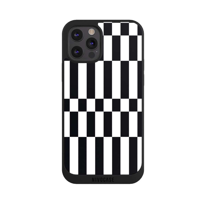 iPhone 12 Pro NIVOpure Checked Abstract Bold Black and White Color Block