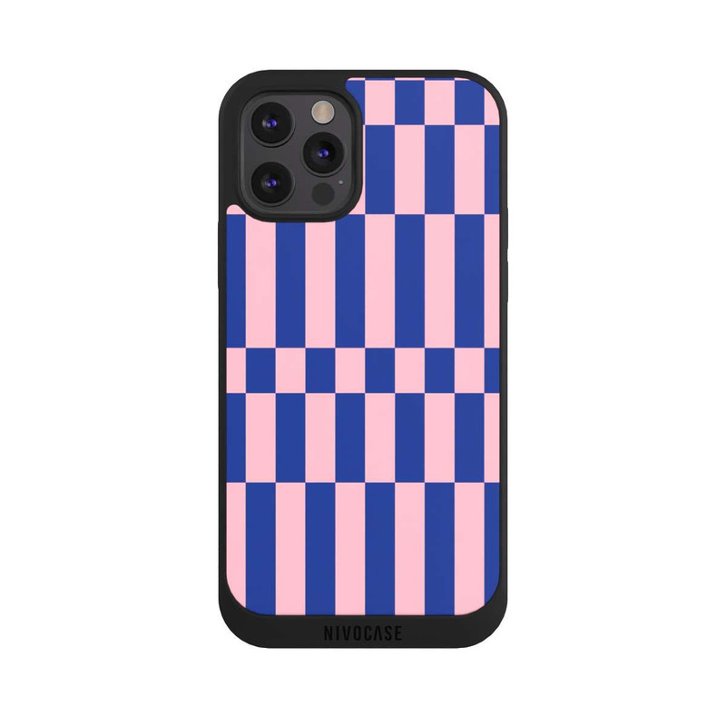 iPhone 12 Pro NIVOpure Checked Abstract Bold Electric Blue and Pink Color Block
