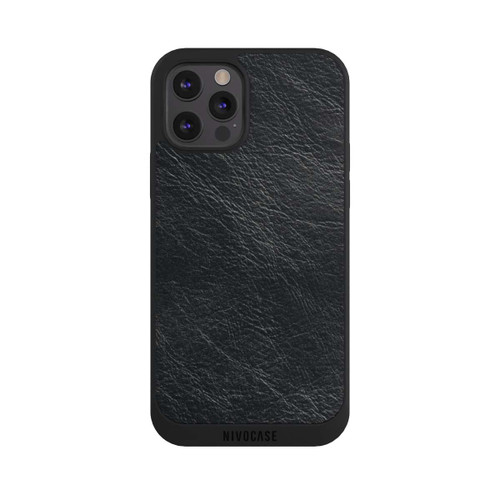 Apple iPhone 12 Pro NIVOpure Schwarzer Lederlook Hintergrund