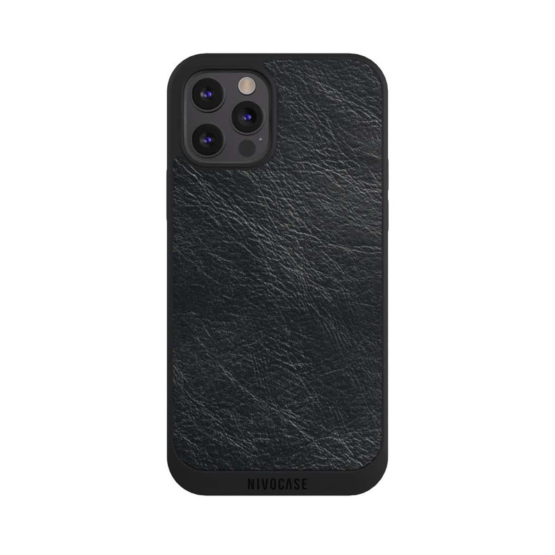 iPhone 12 Pro NIVOpure Fond Aspect Cuir Noir
