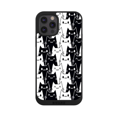 Apple iPhone 12 Pro NIVOpure Katzentapete Schwarz Weiß