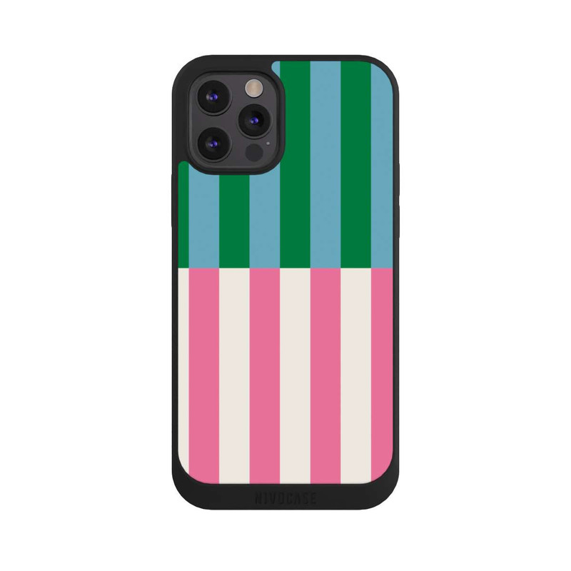 iPhone 12 Pro NIVOpure Streifenmuster Grün Rosa