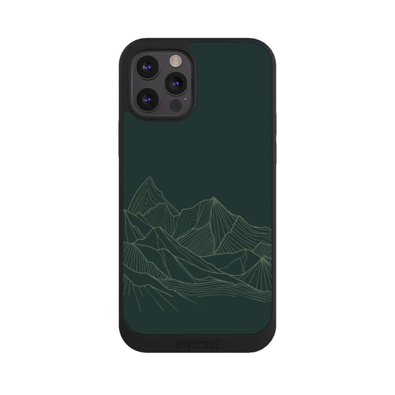 iPhone 12 Pro NIVOpure Berg Line Art Grün