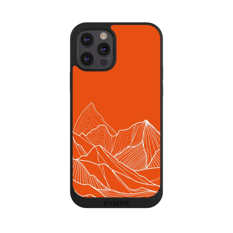 iPhone 12 Pro NIVOpure Montain Contour Line Art Orange