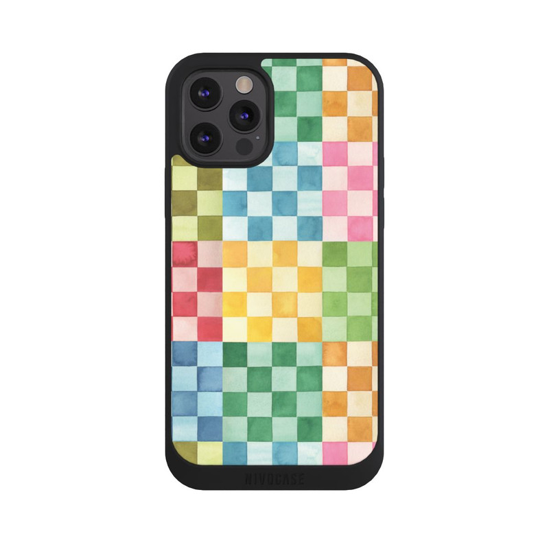iPhone 12 Pro NIVOpure Checkerboard Watercolor Chess Geometric Red