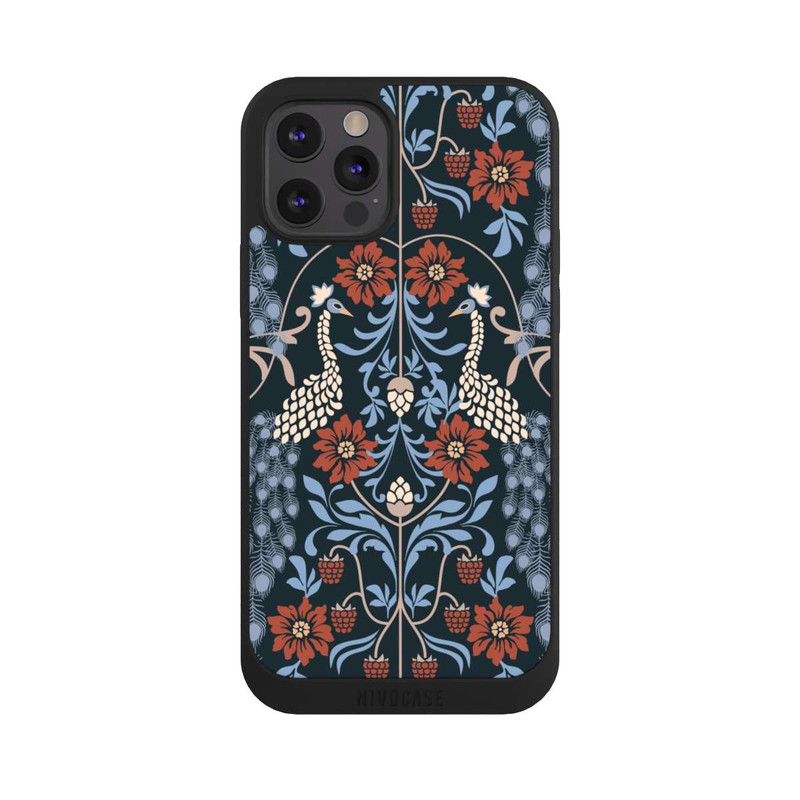 iPhone 12 Pro NIVOpure Vintage Peacock Garden Arts and Crafts Floral Dark