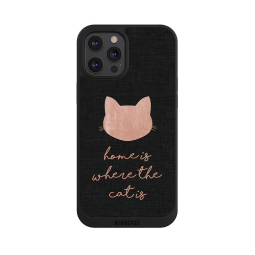 Apple iPhone 12 Pro Max NIVOpure Home Is Where The Cat Is - Rose sur noir 