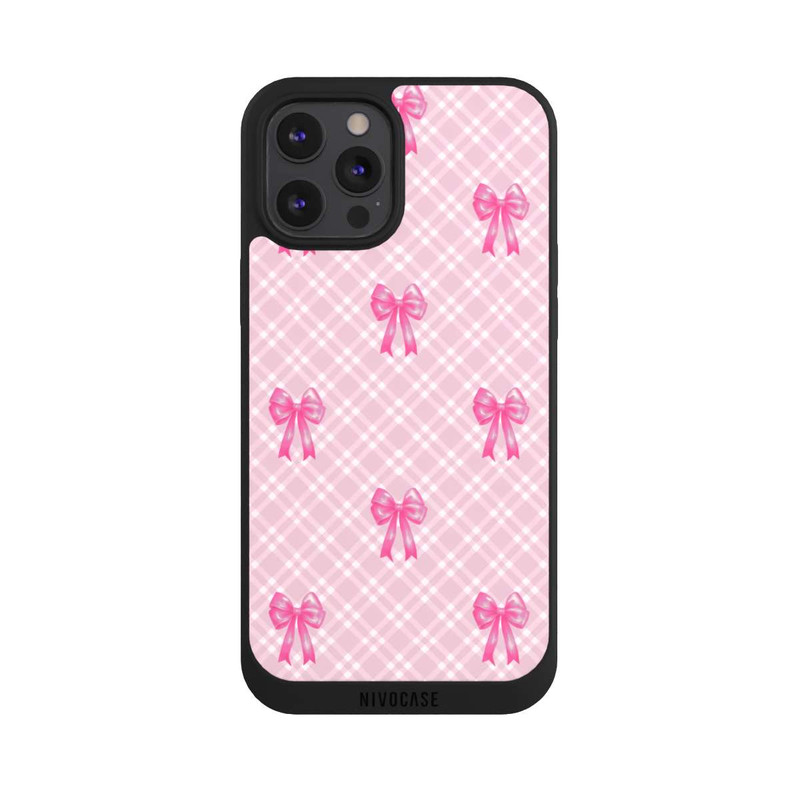 iPhone 12 Pro Max NIVOpure Pink Bows and Plaid Pattern
