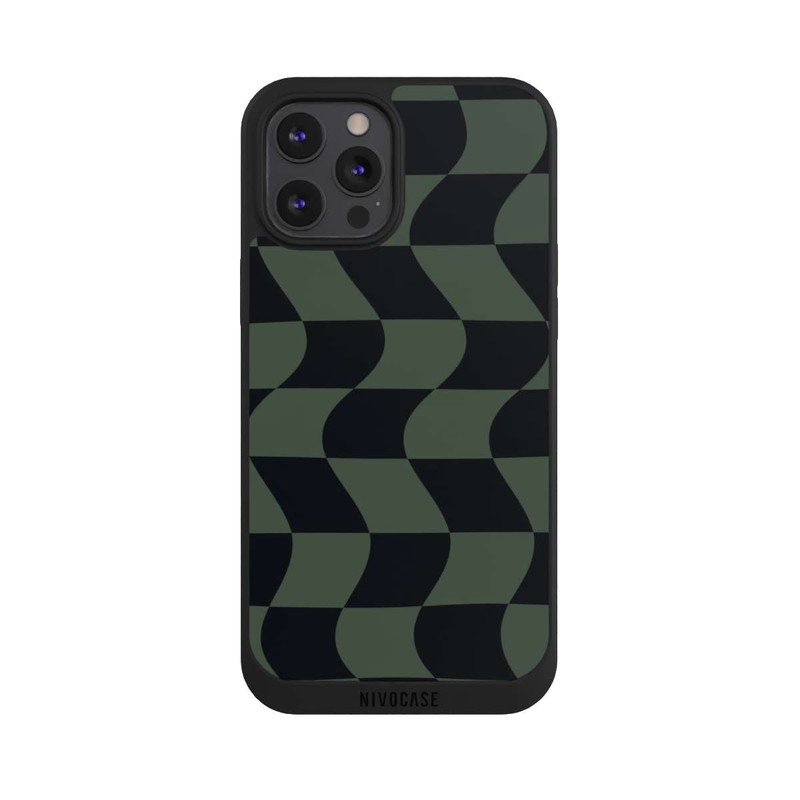 iPhone 12 Pro Max NIVOpure Checked Pattern Green Black