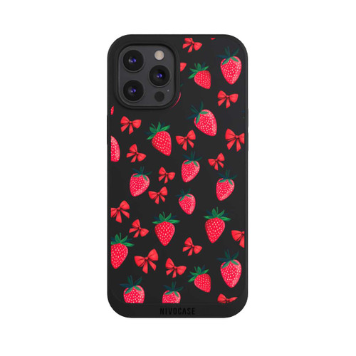 Apple iPhone 12 Pro Max NIVOpure Strawberry Heart Ribbon Pattern Transparent