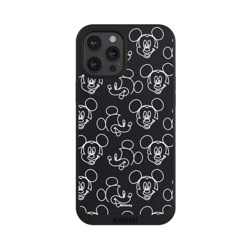 Apple iPhone 12 Pro Max NIVOpure Disney Mickey Faces Black Line Art Pattern