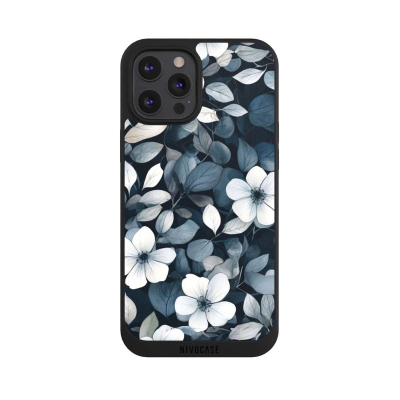 iPhone 12 Pro Max NIVOpure Blaue Negativblumen mit KI