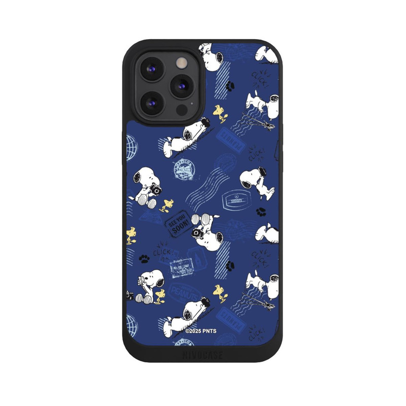iPhone 12 Pro Max NIVOpure Peanuts Travel Stamps Pattern Blue