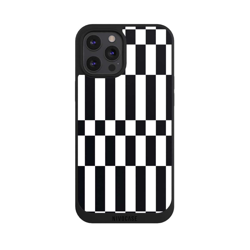 iPhone 12 Pro Max NIVOpure Checked Abstract Bold Black and White Color Block