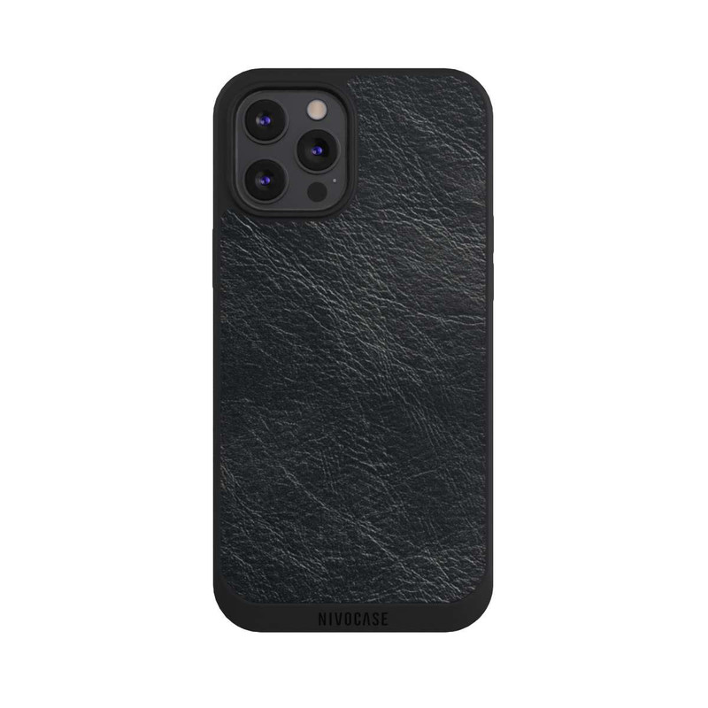 iPhone 12 Pro Max NIVOpure Schwarzer Lederlook Hintergrund