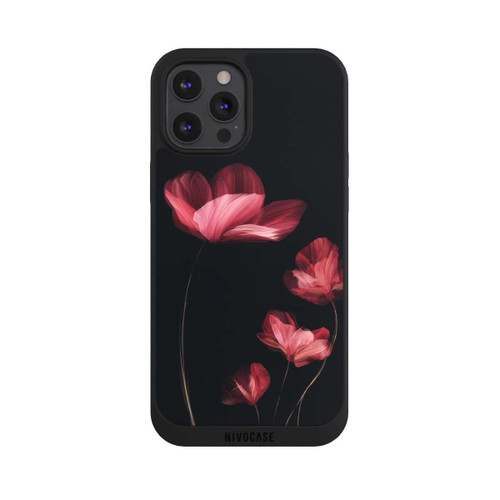 Apple iPhone 12 Pro Max NIVOpure Burgunder Blüten schwarz