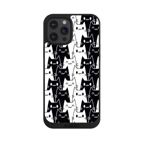 Apple iPhone 12 Pro Max NIVOpure Papier Peint Chat Noir Blanc