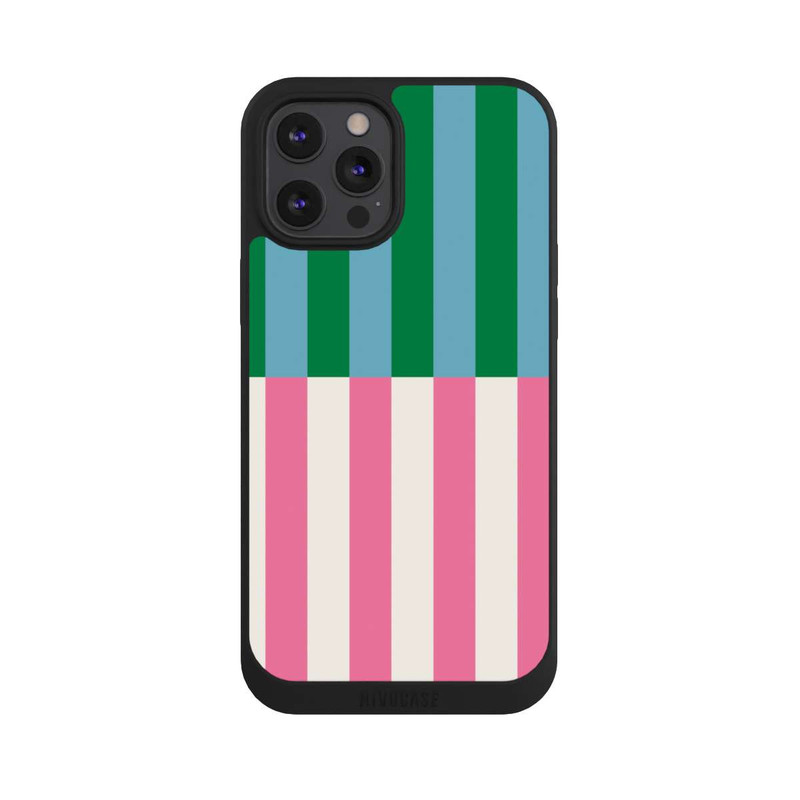 iPhone 12 Pro Max NIVOpure Motif Rayé Vert Rose