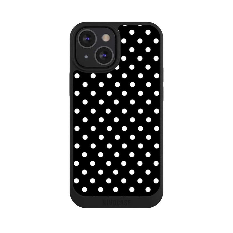 iPhone 13 Mini NIVOpure Polka Dots Schwarz und Weiß
