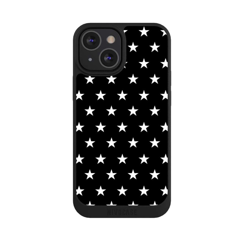 iPhone 13 Mini NIVOpure Polka Stars Schwarz und Weiß