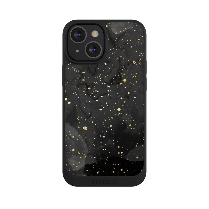 iPhone 13 Mini NIVOpure Glitzernder Marmor-Schwarz-Gold-Look