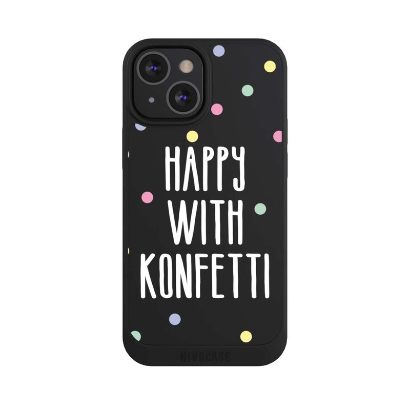 iPhone 13 Mini NIVOpure Happy with Konfetti White ohne Hintergrund