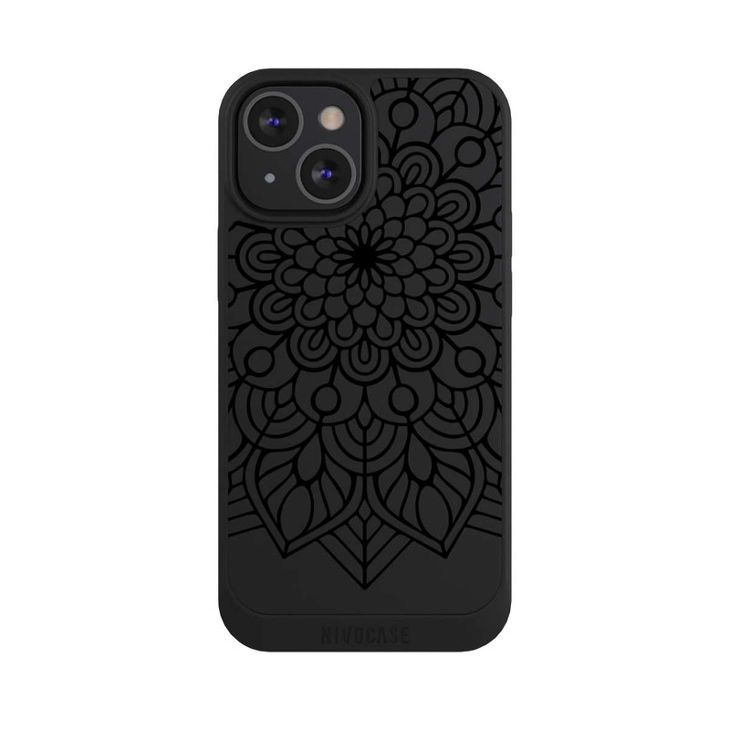 iPhone 13 Mini NIVOpure Indian Mandala Schwarz ohne Hintergrund