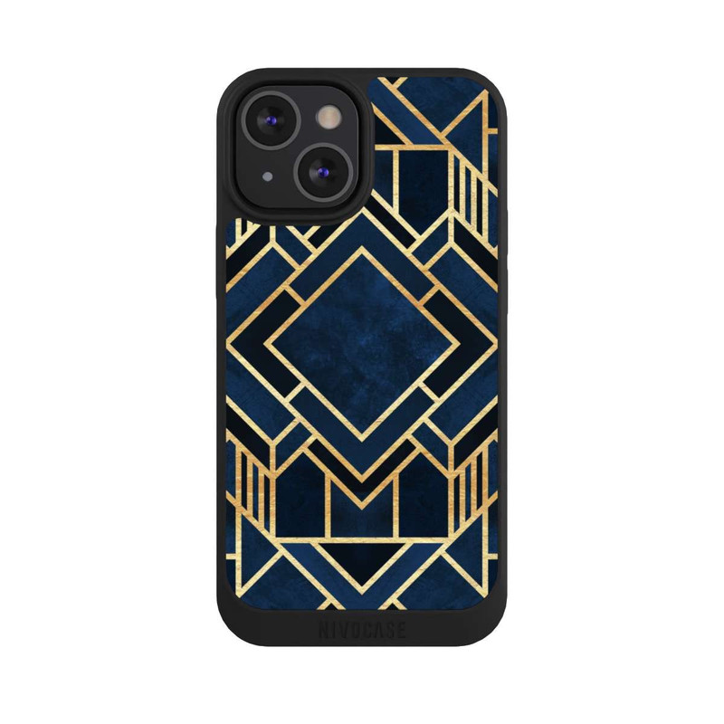 iPhone 13 Mini NIVOpure Kunst Deko Blau Golddruck