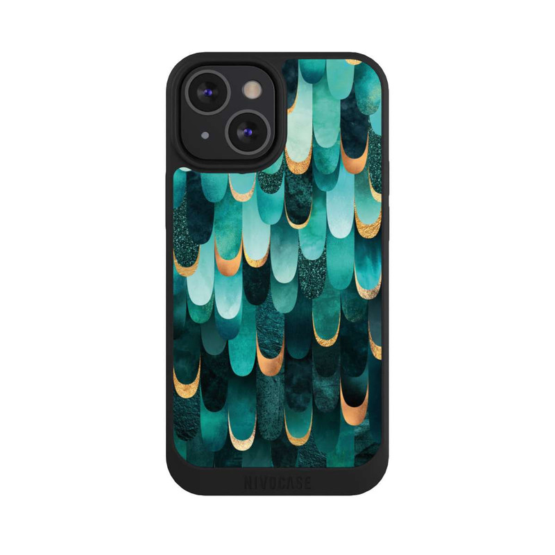 iPhone 13 Mini NIVOpure Gefiedert Türkis Golddruck