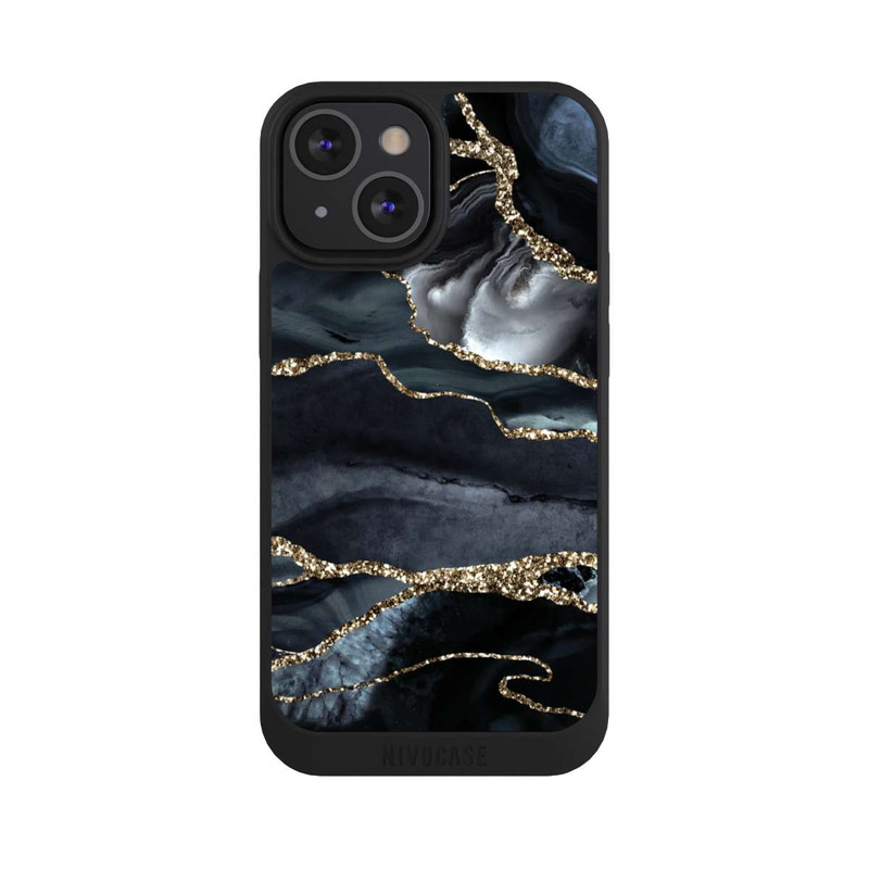 iPhone 13 Mini NIVOpure Dark Marble Gold Glitter Look