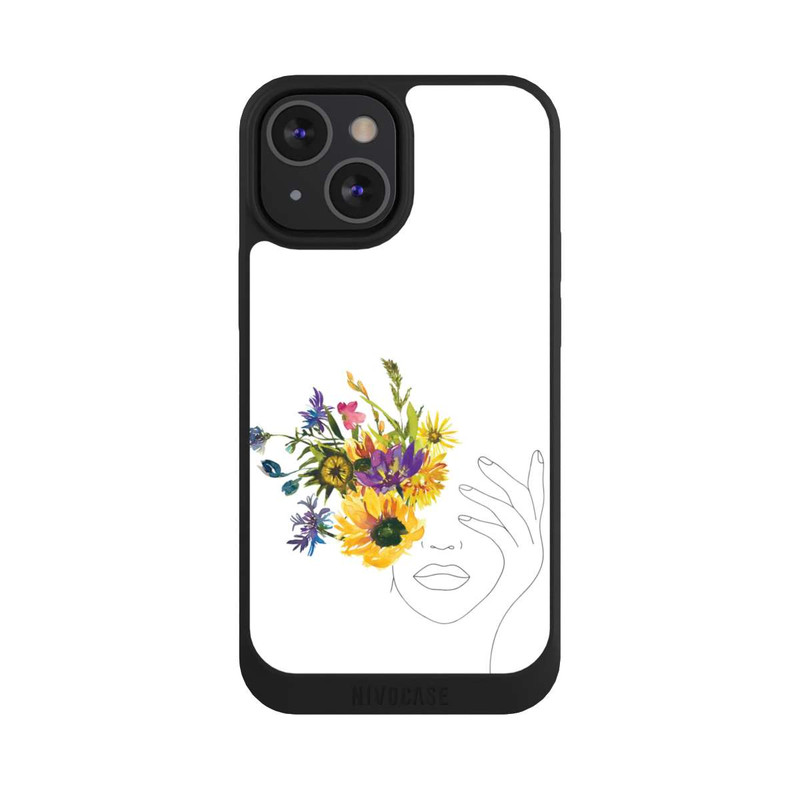 iPhone 13 Mini NIVOpure Line Art Frau Sonnenblumen