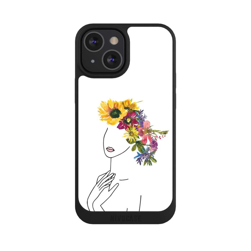 iPhone 13 Mini NIVOpure Line Art Frau mit Blumenkrone